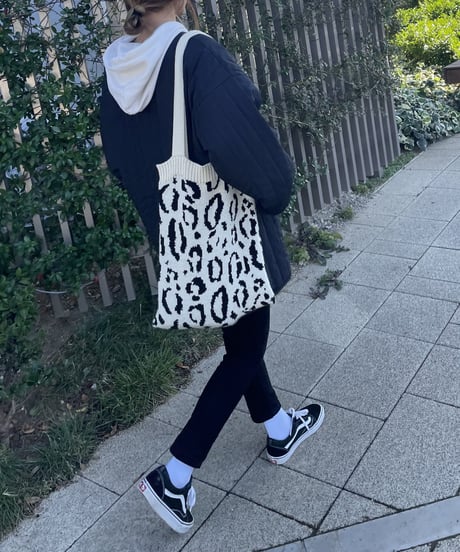 レオパード柄ニットトートバッグ(3color)