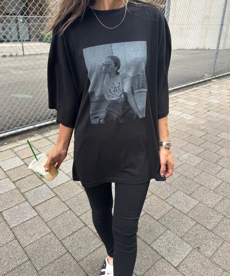 レディーフォトプリントビッグTシャツ(ブラック)