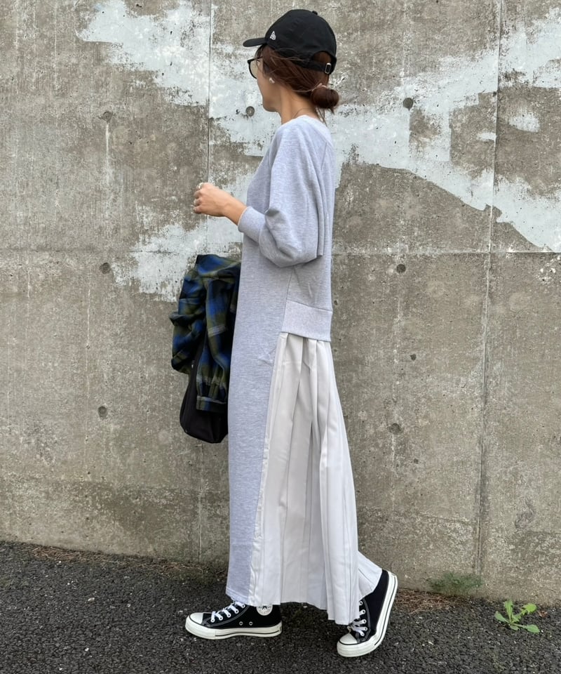 バックプリーツスウェットワンピース(グレー) | COPINE