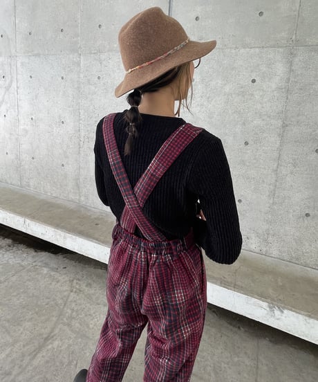 起毛チェック柄サロペット