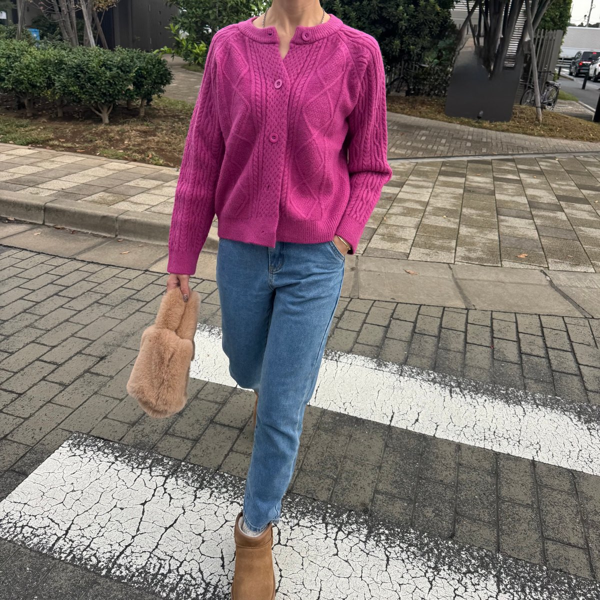 ケーブル編みカラーニットカーディガン | COPINE