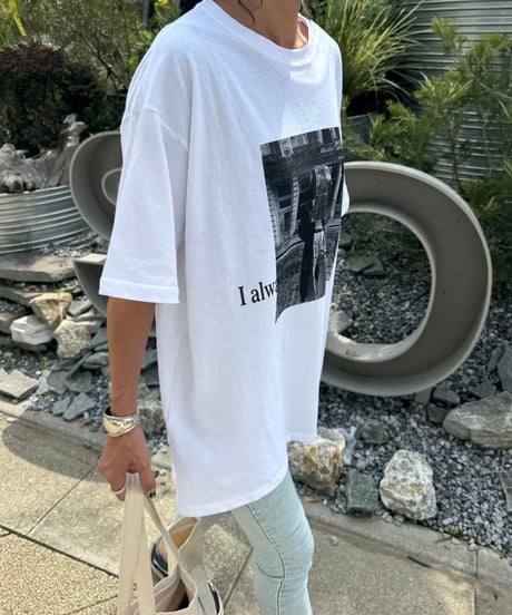 モノクロフォトプリントTシャツ(ホワイト)