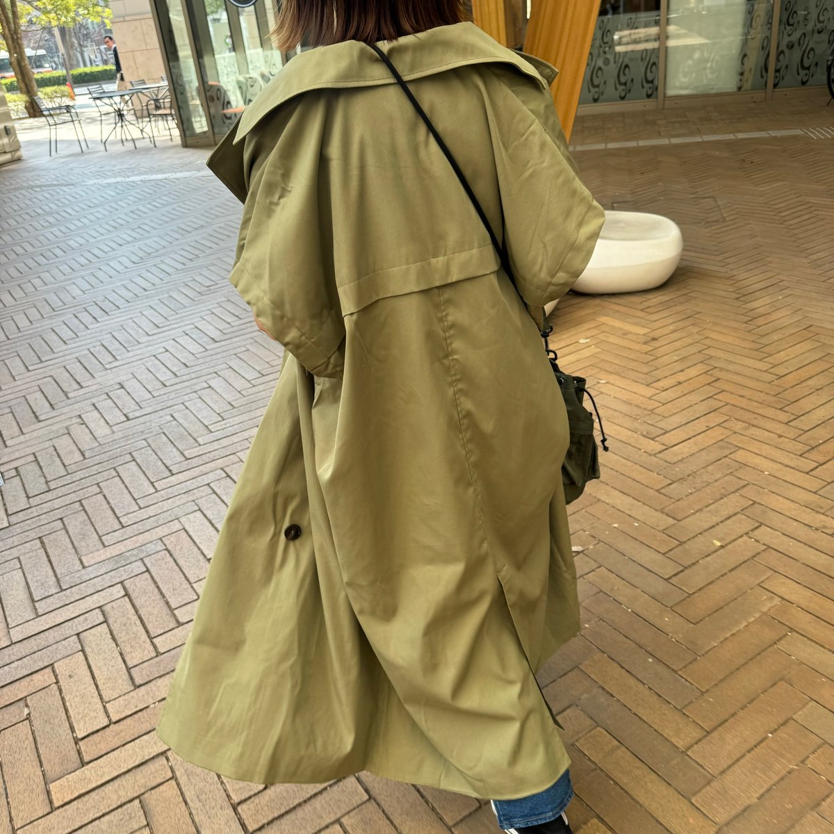 ギャバ袖2WAYロングコート(カーキ) | COPINE ギャバ袖2WAYロングコート(カーキ) | COPINE