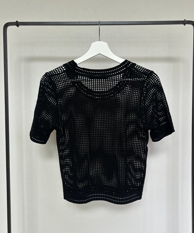 Marithe Francois Girbaud黒 メッシュ　サマーニット 半袖メッシュサマーニット(ブラック） | COPINE