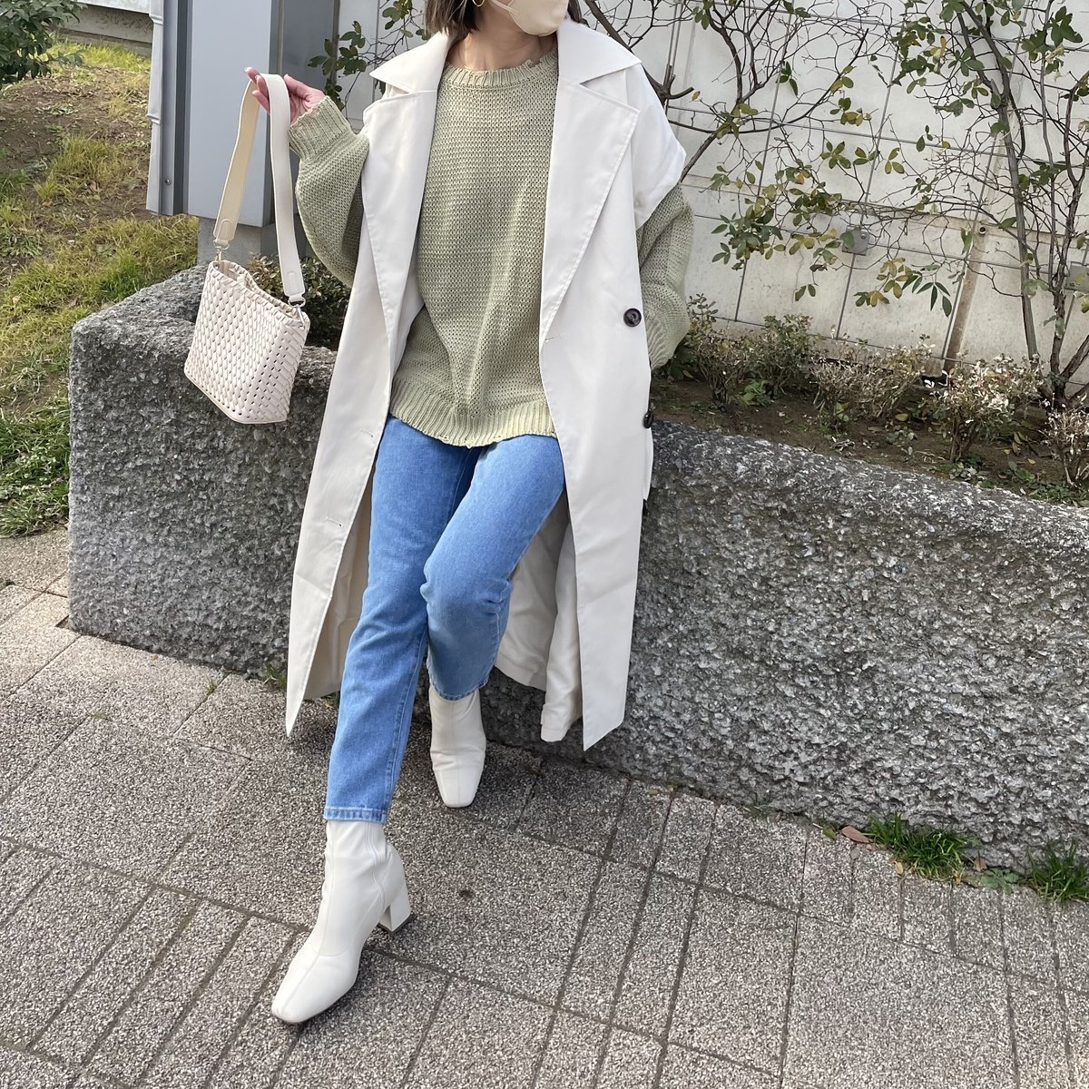 ギャバ袖2WAYロングコート(アイボリー) | COPINE ギャバ袖2WAYロングコート(アイボリー) | COPINE
