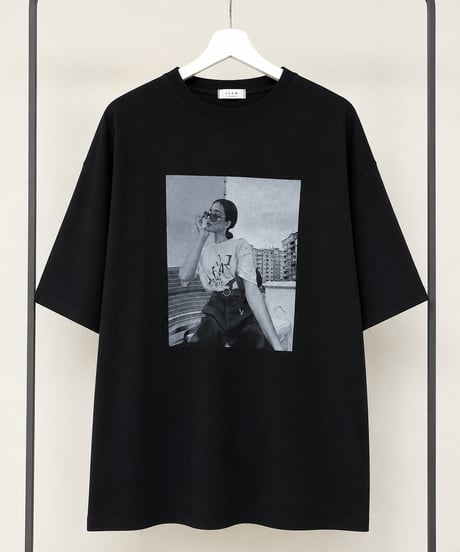 レディーフォトプリントビッグTシャツ(ブラック)