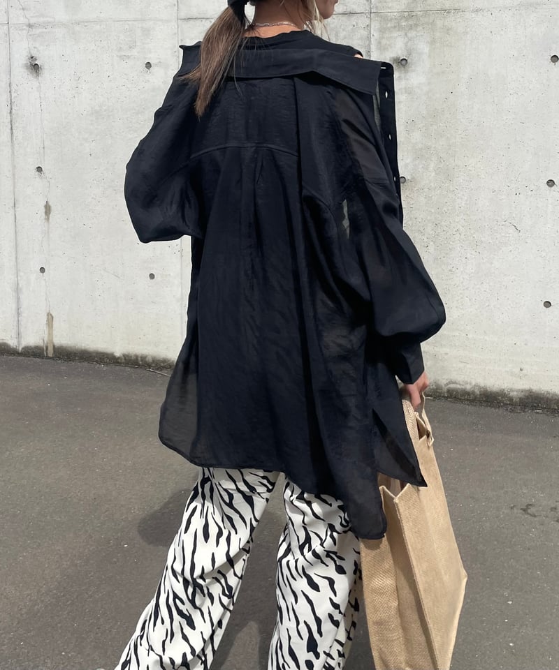 digne シアーシャツ　オーバーサイズ オーバーサイズ長袖シアーシャツ(ブラック) | COPINE