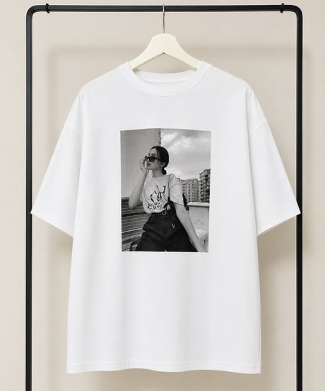 レディーフォトプリントビッグTシャツ(ホワイト)