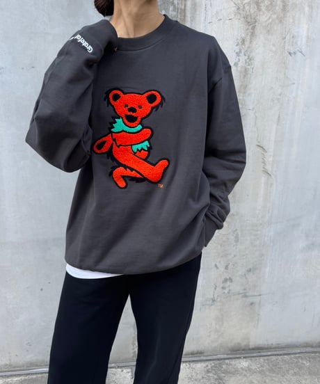 デッドベアサガラ刺繍ビッグスウェット(チャコール)