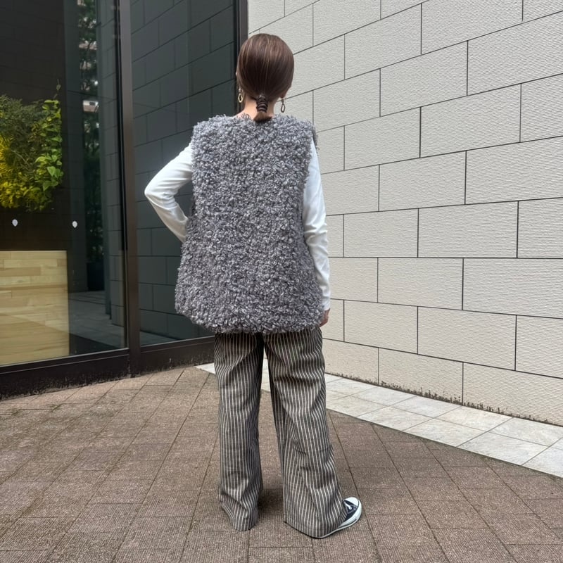 新品未使用新作G/FOREジーフォアレディーキルティングベストsizeSグレー プードルファーベスト(グレー) | COPINE