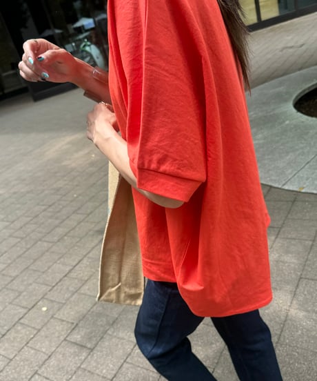 接触冷感バックロングTシャツ(オレンジ)