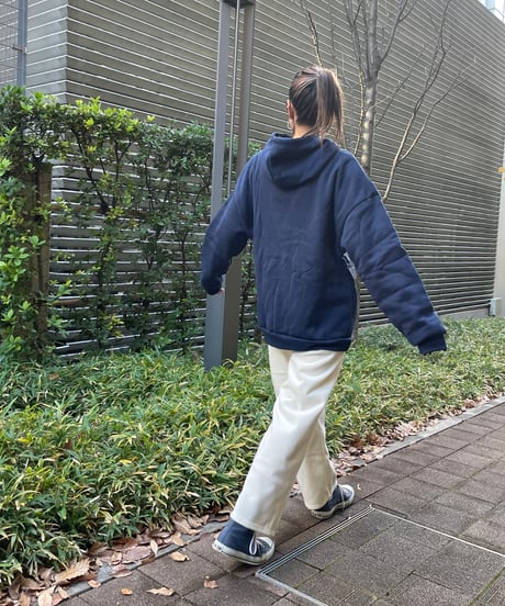 裏起毛刺繍ロゴパーカー(ネイビー)