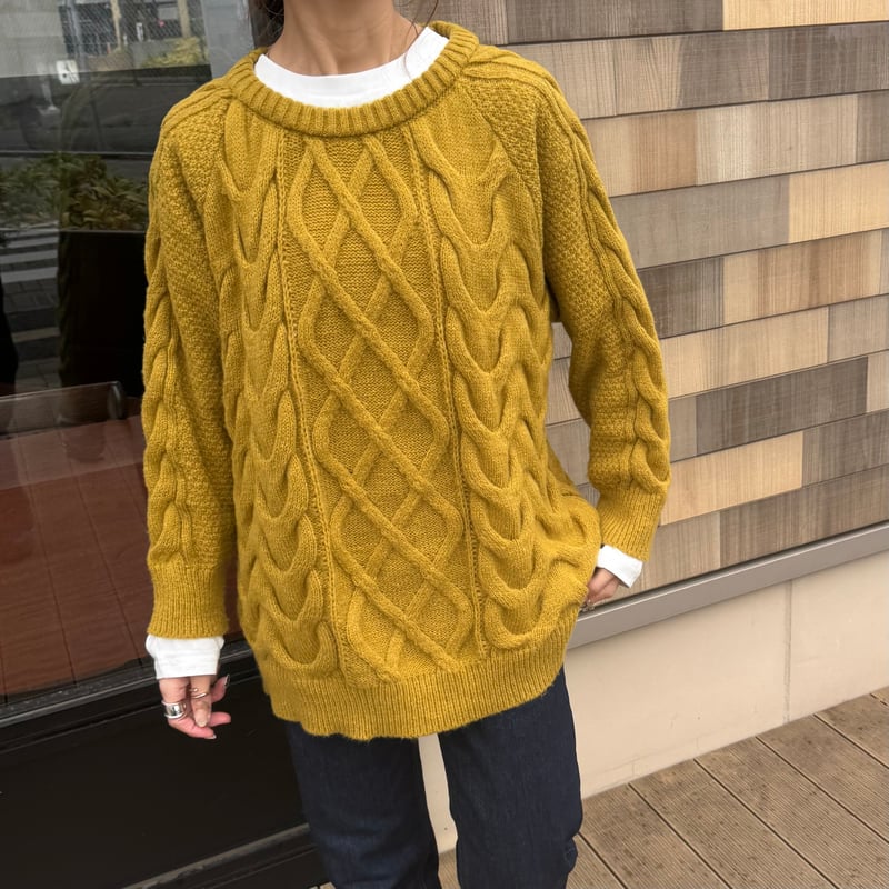 ケーブル編みゆるニット(マスタード） | COPINE