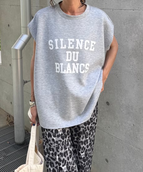 フロッキープリントフレンチスリーブTシャツ(グレー)