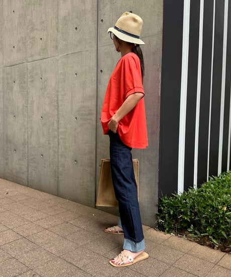 接触冷感バックロングTシャツ(オレンジ)