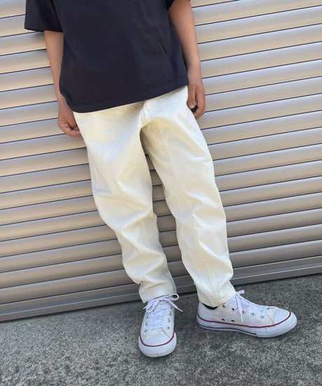 【kids】ストレッチ入り！ウエストゴムツイルテーパードパンツ・アイボリー(110~150)