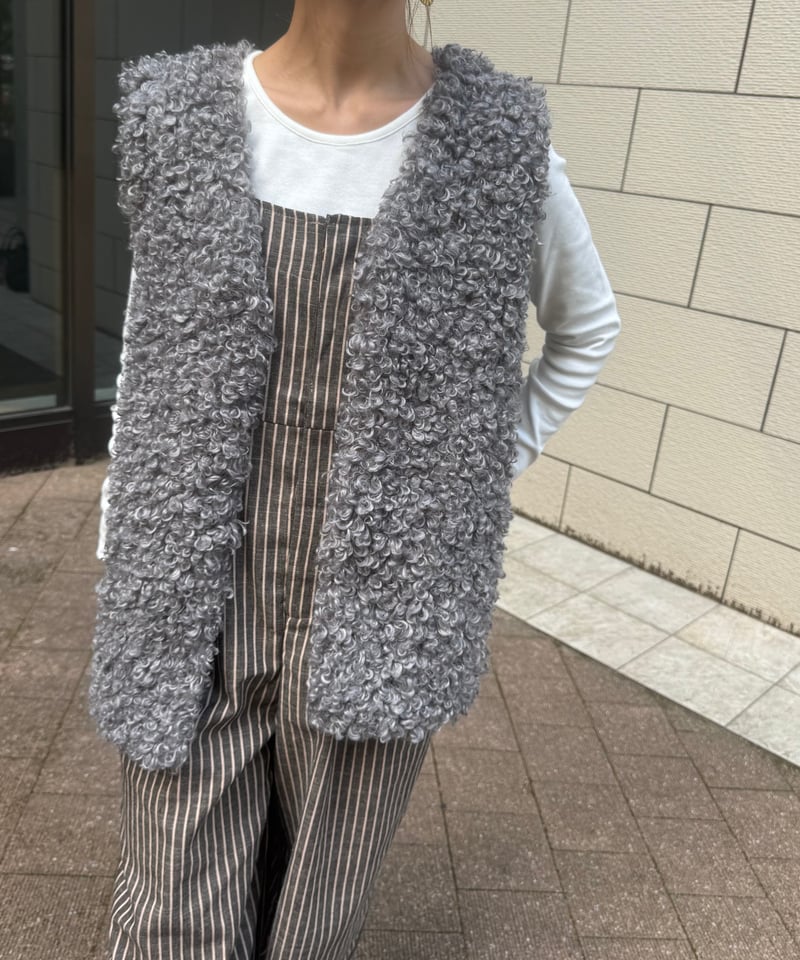 FRAY I.D エコファープードルベスト グレー系 BAB（バブ） ベスト ジレ ロングプードルエコファーベスト レディース