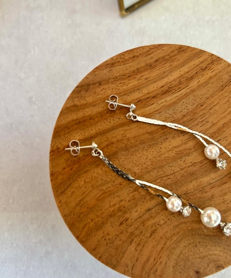 ドロップパールビジューピアス(2color)