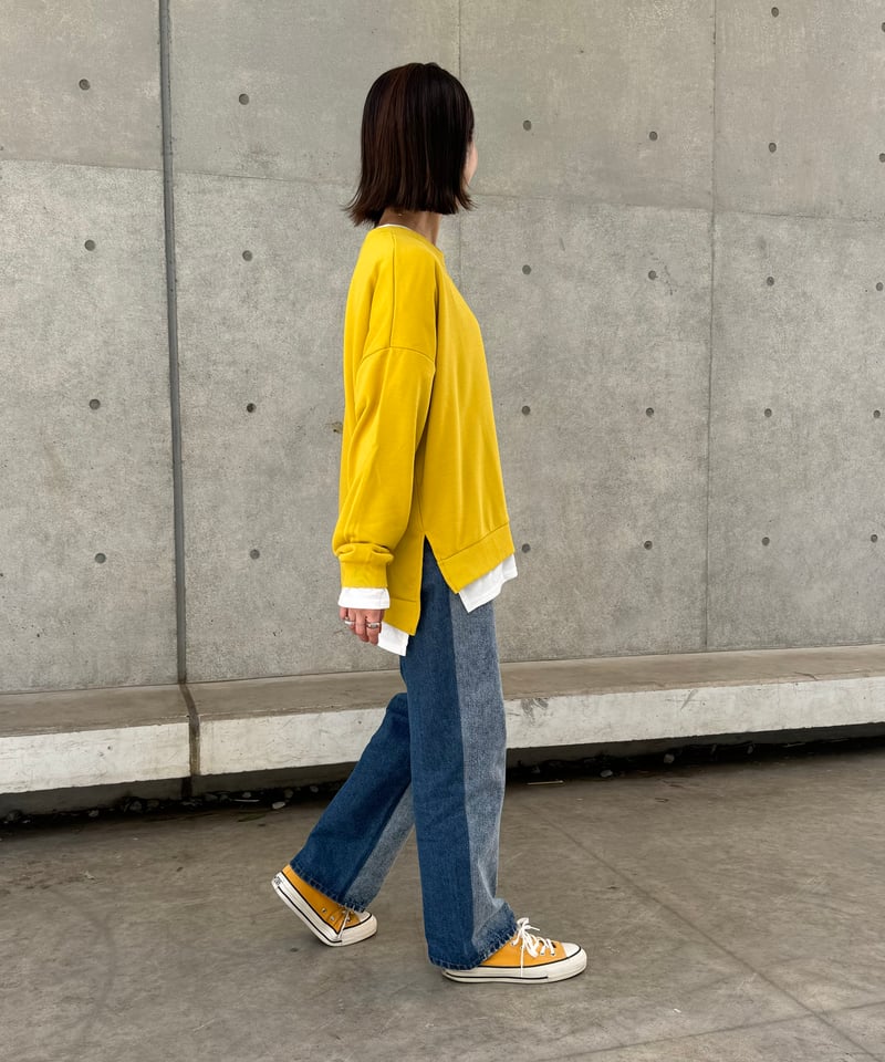 レイヤード風シンプル薄手スウェット(イエロー) | COPINE