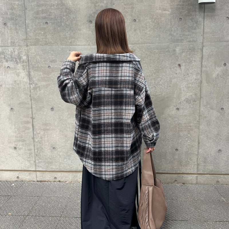 ルーズ起毛チェック柄シャツ(ブラック) | COPINE