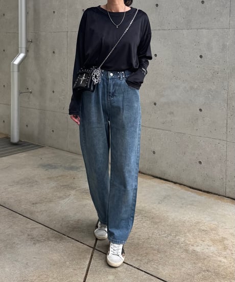 タックホックワイドデニムパンツ