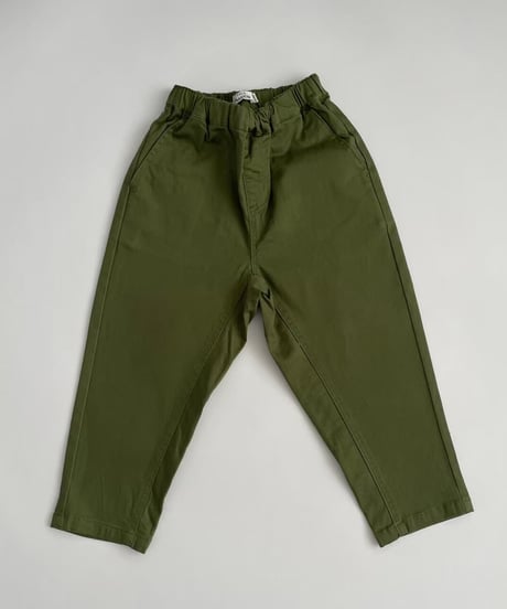 【kids】ストレッチ入り！ウエストゴムツイルテーパードパンツ・カーキ(110~150)