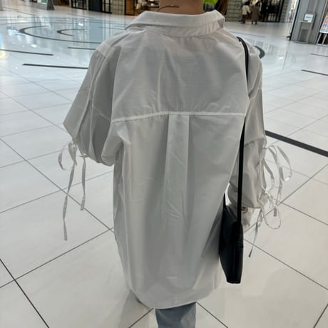袖リボンブロードシャツ