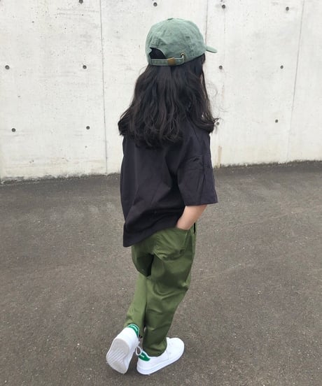【kids】ストレッチ入り！ウエストゴムツイルテーパードパンツ・カーキ(110~150)