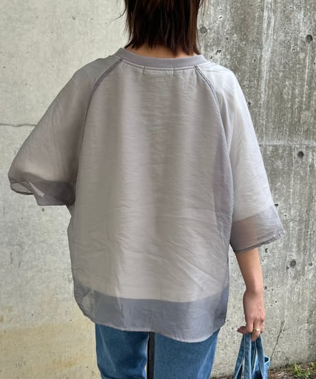 オーガンジーレイヤードロゴTシャツ(グレー)