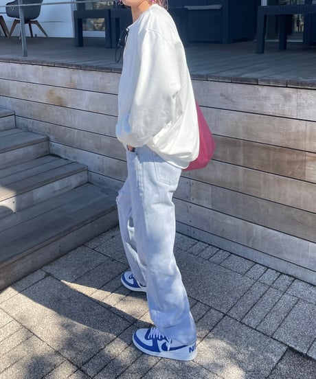 ダメージ加工ワイドデニムパンツ