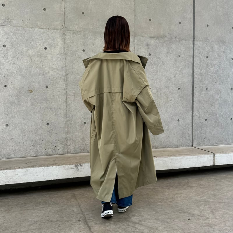 ギャバ袖2WAYロングコート(カーキ) | COPINE