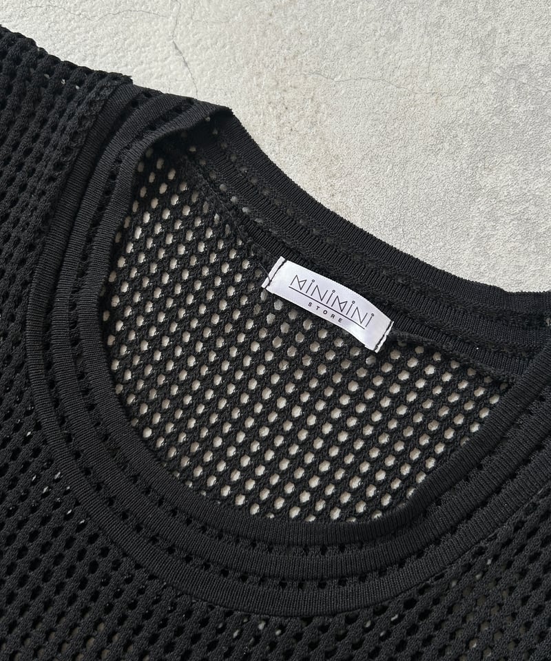 Marithe Francois Girbaud黒 メッシュ　サマーニット 半袖メッシュサマーニット(ブラック） | COPINE