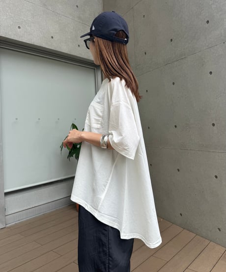 接触冷感裾フレア5分袖Tシャツ(ホワイト)