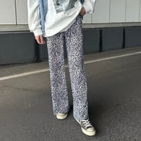 レオパード柄プリーツパンツ(ブラック)