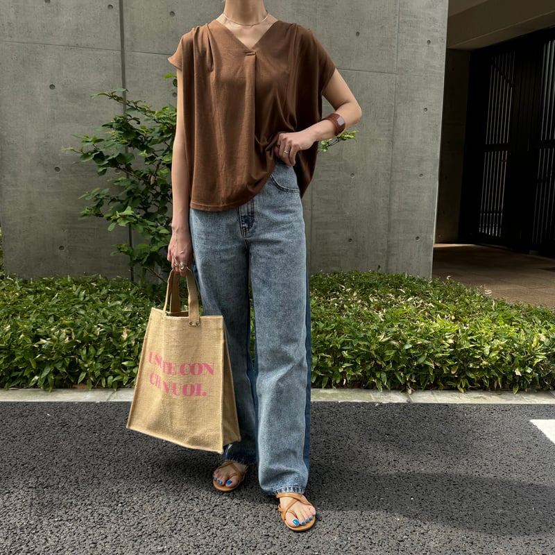 tamakiniime SEN ネイビーとピンクのバイカラーパンツ nica pants | tamaki niime
