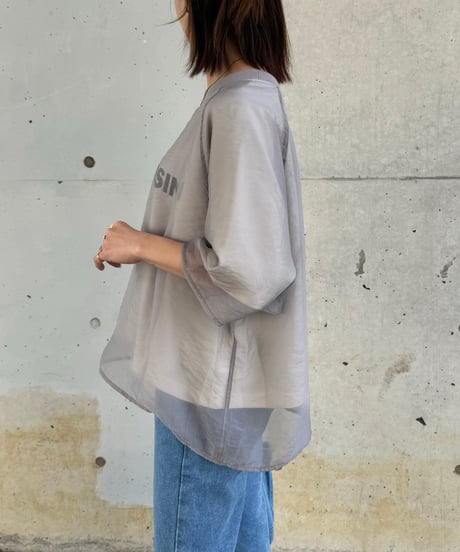 オーガンジーレイヤードロゴTシャツ(グレー)