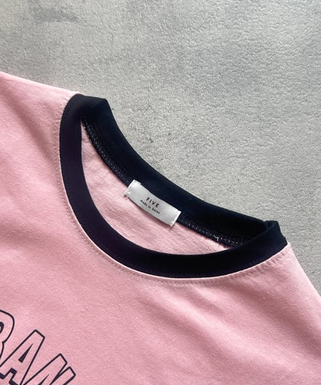 配色プリントTシャツ(ピンク)