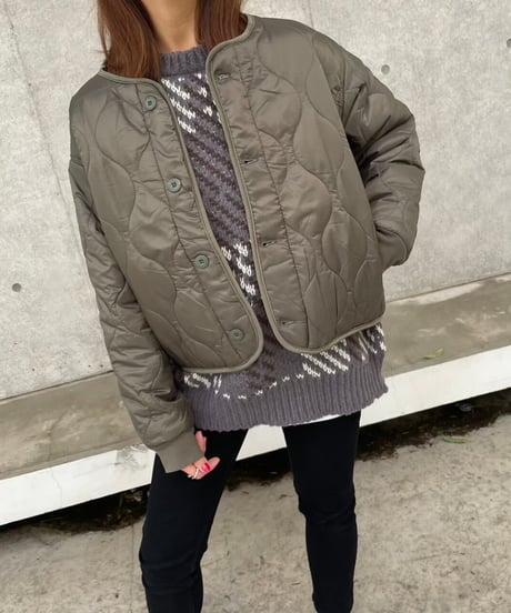 【OUTLET】ウェーブキルティングショートジャケット(カーキ2size)