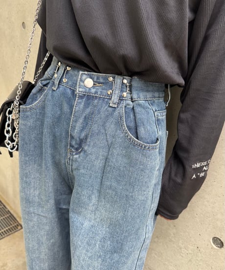 タックホックワイドデニムパンツ
