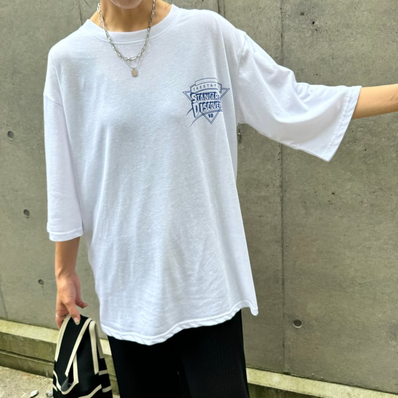 Pauline Bleu　バッグプリントTシャツ　ホワイト Pauline Bleu バッグプリントTシャツ ホワイト