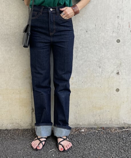 美シルエット！ハイウエストロールアップデニム(3size)