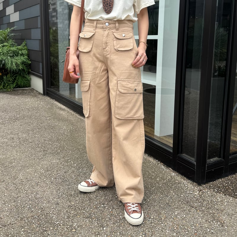 まま♡ハイウエストカーゴパンツ Didot.showroom カーゴパンツ 「DIDOT.」3Dポケット ハイ