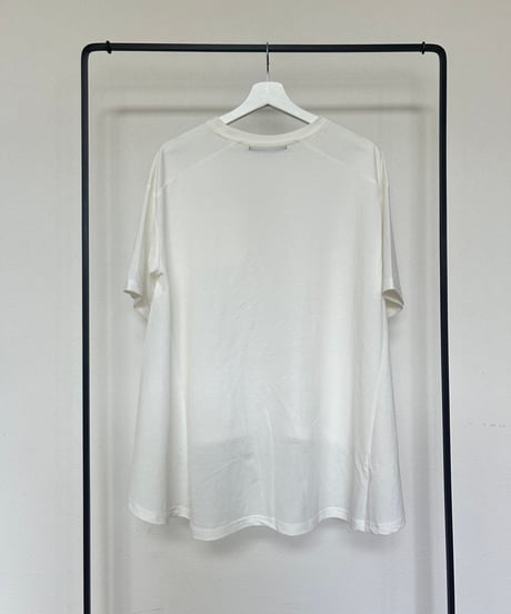 接触冷感裾フレア5分袖Tシャツ(ホワイト)