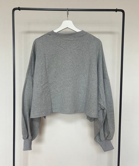 ボリューム袖ワイドシルエットロゴロンT(グレー)