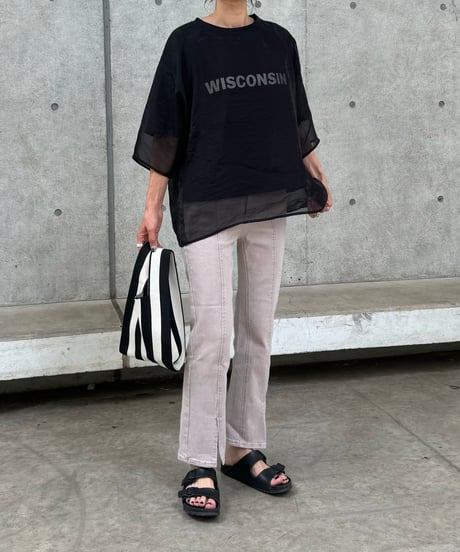 オーガンジーレイヤードロゴTシャツ(ブラック)