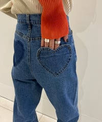 ヒップハートデザインデニムパンツ(ブルー)