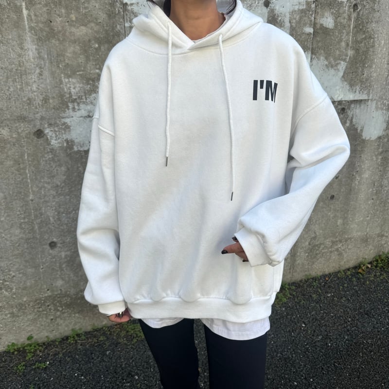 フードラベル付きバックプリントパーカー(ホワイト) | COPINE