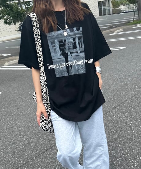 モノクロフォトプリントTシャツ(ブラック)