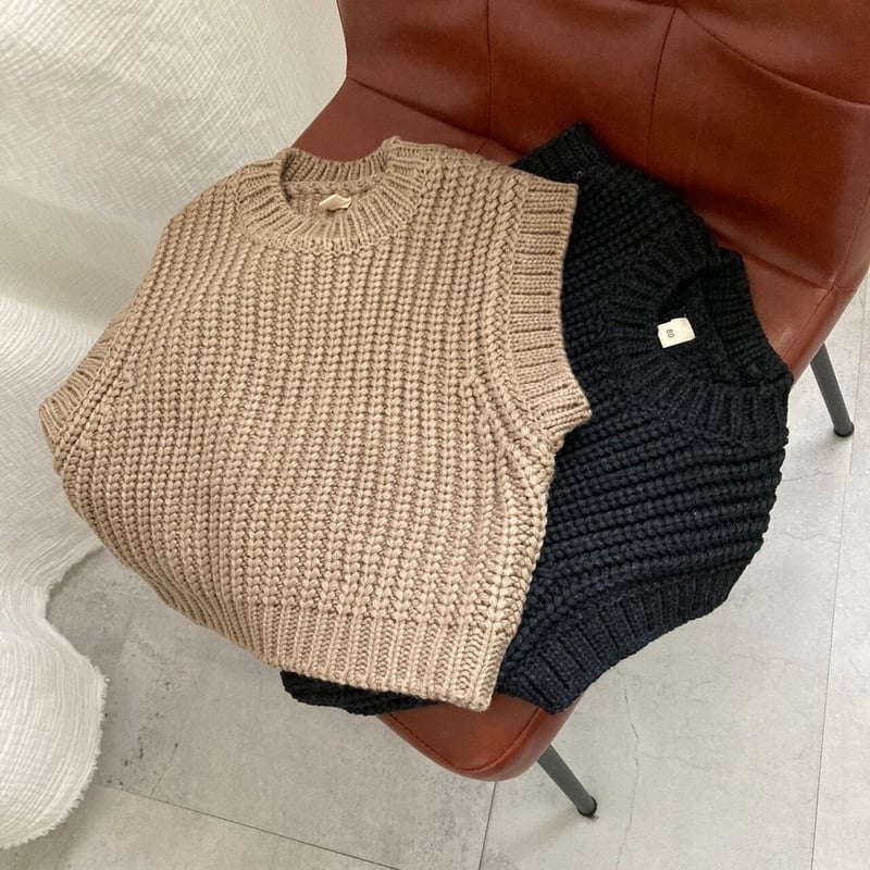 kids】ざっくりニットベスト(2color/2size) | COPINE kids】ざっくりニットベスト(2color/2size) | COPINE