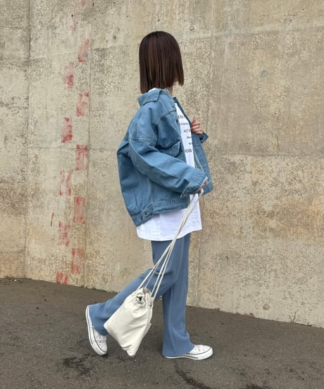 セルフカットプリーツパンツ(ブルー)